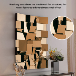 100 cm Brown Glass Wall Mirror Geometric Decorative Mirror Vertical & Horizontal Mounting - thumbnail 5