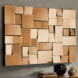 100 cm Brown Glass Wall Mirror Geometric Decorative Mirror Vertical & Horizontal Mounting - thumbnail 9