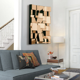100 cm Brown Glass Wall Mirror Geometric Decorative Mirror Vertical & Horizontal Mounting - thumbnail 4