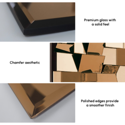 100 cm Brown Glass Wall Mirror Geometric Decorative Mirror Vertical & Horizontal Mounting - thumbnail 6