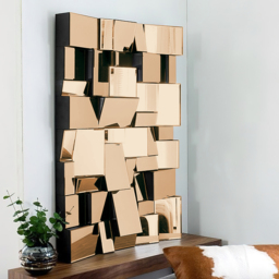 100 cm Brown Glass Wall Mirror Geometric Decorative Mirror Vertical & Horizontal Mounting - thumbnail 2