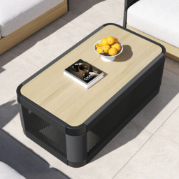 Costra 3-Pieces Modern Aluminium & Rope Outdoor Swivel Sofa Set with Coffee Table in Black for 4 - thumbnail 4