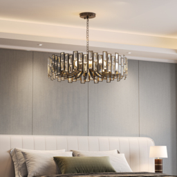 Clyvra Modern Geometric Crystal Chandelier 10-Light with Adjustable Chain in Black - thumbnail 4