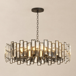 Clyvra Modern Geometric Crystal Chandelier 10-Light with Adjustable Chain in Black - thumbnail 8