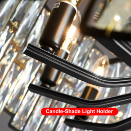 Clyvra Modern Geometric Crystal Chandelier 10-Light with Adjustable Chain in Black - thumbnail 5