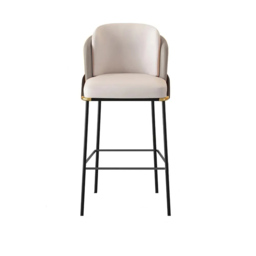 Linenic Modern PU Leather Breakfast Bar Stool with Back Counter Height Stool with Footrest in Beige & Orange 2-Pieces - thumbnail 6