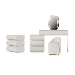 Bedroom Set White Makeup Vanity Set & Smart Nightstand with Wireless Charger and Drawers - thumbnail 9