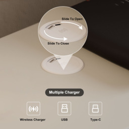 Bedroom Set White Makeup Vanity Set & Smart Nightstand with Wireless Charger and Drawers - thumbnail 8