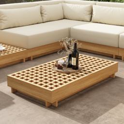 9-Pieces Versatile Whole Teak Luxury Modular L-Shaped Garden Patio Sectional Sofa Set in Beige with Coffee Table and Cushions - thumbnail 6