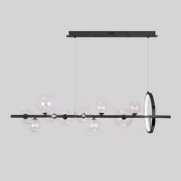 "Modern 10-Light Black Kitchen Island Pendant Light with Glass Globe Shade " - thumbnail 9