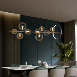 "Modern 10-Light Black Kitchen Island Pendant Light with Glass Globe Shade " - thumbnail 5