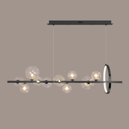 "Modern 10-Light Black Kitchen Island Pendant Light with Glass Globe Shade " - thumbnail 7