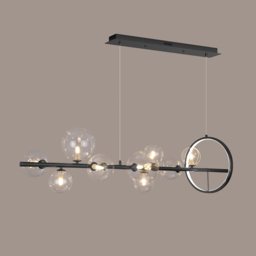 "Modern 10-Light Black Kitchen Island Pendant Light with Glass Globe Shade " - thumbnail 8