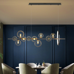 "Modern 10-Light Black Kitchen Island Pendant Light with Glass Globe Shade " - thumbnail 3