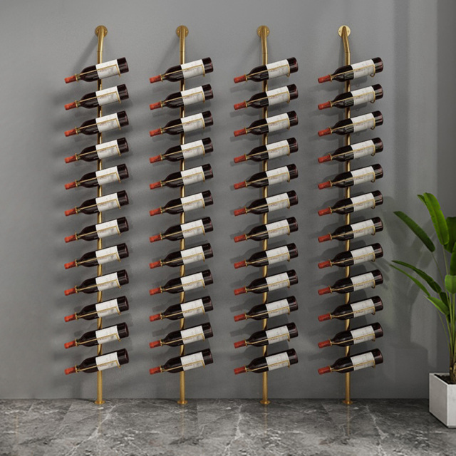 Industrial Gold Floor Wine Rack Metal 4 Piece 48-Bottle Vertical Tall Wine Rack - image 1