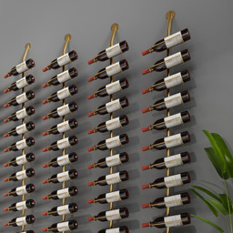 Industrial Gold Floor Wine Rack Metal 4 Piece 48-Bottle Vertical Tall Wine Rack - thumbnail 4