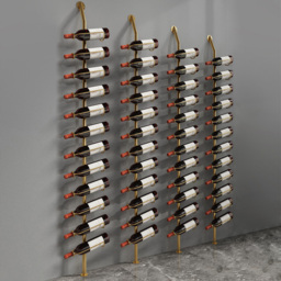 Industrial Gold Floor Wine Rack Metal 4 Piece 48-Bottle Vertical Tall Wine Rack - thumbnail 3