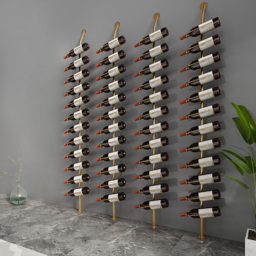 Industrial Gold Floor Wine Rack Metal 4 Piece 48-Bottle Vertical Tall Wine Rack - thumbnail 2