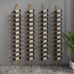 Industrial Gold Floor Wine Rack Metal 4 Piece 48-Bottle Vertical Tall Wine Rack - thumbnail 1