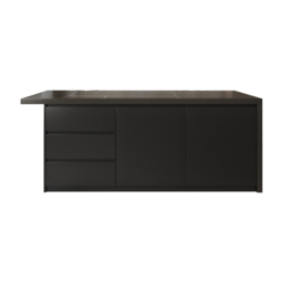 183 cm Kitchen Islands Marble Veneered Top Black Modern with Storage Kitchen Cabinet - thumbnail 9