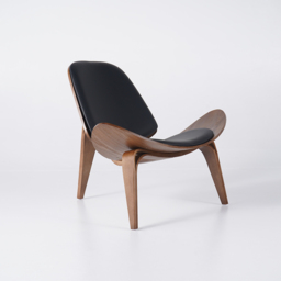Leather Walnut Tripod Accent Chair - thumbnail 9