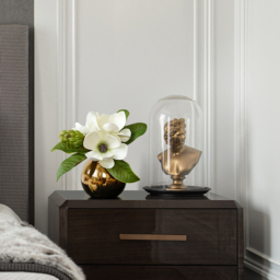 Fashionable Artificial Flowers in Vase Faux Magnolia Gold Glass Ball Vase Set - thumbnail 4