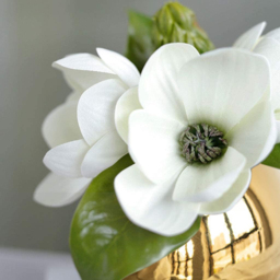 Fashionable Artificial Flowers in Vase Faux Magnolia Gold Glass Ball Vase Set - thumbnail 8