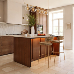 Modern 183 cm Faux Travertine Sintered Stone Kitchen Island with Storage & LED Light