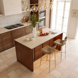 "Modern 72"" Faux Travertine Sintered Stone Kitchen Island with Storage & LED Light" - thumbnail 4