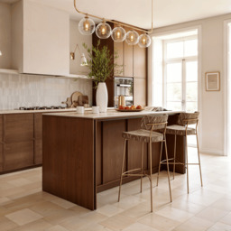 "Modern 72"" Faux Travertine Sintered Stone Kitchen Island with Storage & LED Light" - thumbnail 2
