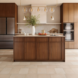 "Modern 72"" Faux Travertine Sintered Stone Kitchen Island with Storage & LED Light" - thumbnail 6