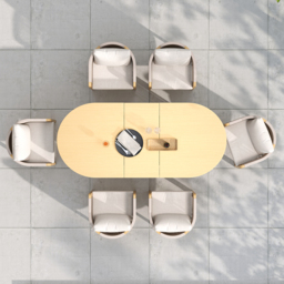 7 PCS Outdoor Extendable Dining Set, Farmhouse Style Extendable Outdoor & Yard Dining Table Set with 6 Woven Armchairs for 4 to 6 Person - thumbnail 4