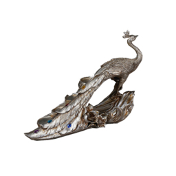 Vintage Peacock Wine Glass Rack Tabletop Wine Bottle Holder in Antique Silver - thumbnail 6