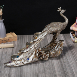 Vintage Peacock Wine Glass Rack Tabletop Wine Bottle Holder in Antique Silver - thumbnail 3