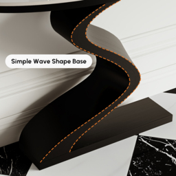 Curved Console Table with Sintered Stone Top Half Moon Shape Entryway Furniture in White & Black (100 cm Wide) - thumbnail 7