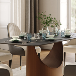 "71"" Rectangle Dining Table Faux Marble Top Antique Brass Pedestal for 8 Person Modern Black Villa Home Table" - thumbnail 5