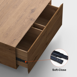 90 cm Square Pine Wood Block Coffee Table with 4 Drawers - thumbnail 9