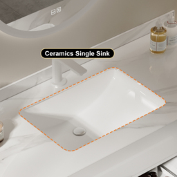 "39.4"" Floating Bathroom Vanity White with Cultured Marble Vessel Sink with 2 Drawers" - thumbnail 4
