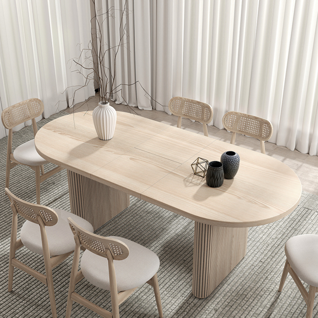 Fluve 160 cm - 200 cm Oval Extendable Whitewash Dining Table Butterfly Leaf 6-10 Seater - image 1