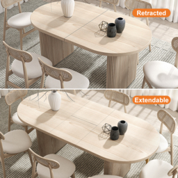 Fluve 160 cm - 200 cm Oval Extendable Whitewash Dining Table Butterfly Leaf 6-10 Seater - thumbnail 3