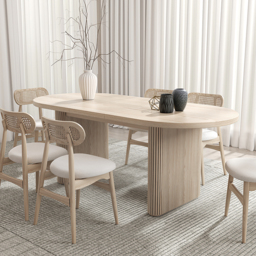 Fluve 160 cm - 200 cm Oval Extendable Whitewash Dining Table Butterfly Leaf 6-10 Seater - thumbnail 2