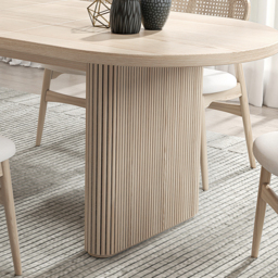 Fluve 160 cm - 200 cm Oval Extendable Whitewash Dining Table Butterfly Leaf 6-10 Seater - thumbnail 7