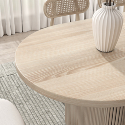 Fluve 160 cm - 200 cm Oval Extendable Whitewash Dining Table Butterfly Leaf 6-10 Seater - thumbnail 8