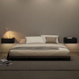 Japanese Style Queen Low Bed Frame Black Floor Bed - thumbnail 5