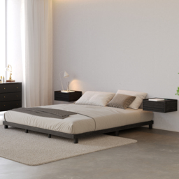 Japanese Style Queen Low Bed Frame Black Floor Bed - thumbnail 1