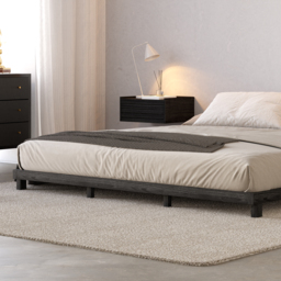 Japanese Style Queen Low Bed Frame Black Floor Bed - thumbnail 6