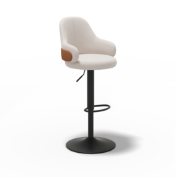 Set of 4 Swivel Bar Stool for Kitchen Island Curved Wing Back White Velvet Adjustable Height - thumbnail 7