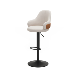 Set of 4 Swivel Bar Stool for Kitchen Island Curved Wing Back White Velvet Adjustable Height - thumbnail 8
