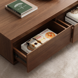 1194 mm Walnut Coffee Table Rectangular Block Living Room Table with Storage Walnut Rectangle Extendable TV Stand with 3 Drawers Up to 3048 mm - thumbnail 7