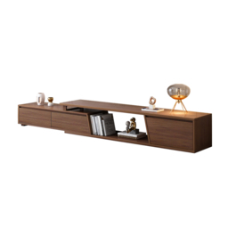 1194 mm Walnut Coffee Table Rectangular Block Living Room Table with Storage Walnut Rectangle Extendable TV Stand with 3 Drawers Up to 3048 mm - thumbnail 9